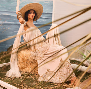 Ivory florentia checkered bardot and pants