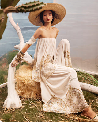 Ivory florentia checkered bardot and pants