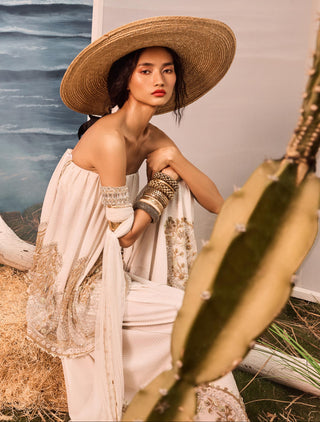 Ivory florentia checkered bardot and pants