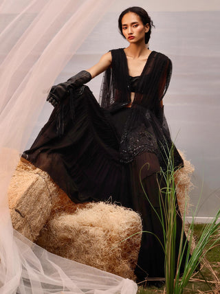 Black florentia sharara with jacket and blouse