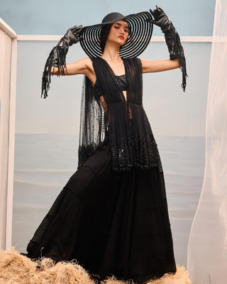 Black florentia sharara with jacket and blouse