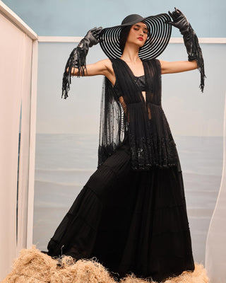 Black florentia sharara with jacket and blouse