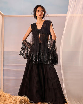 Black florentia sharara with jacket and blouse