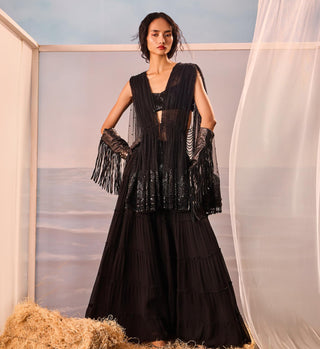 Black florentia sharara with jacket and blouse