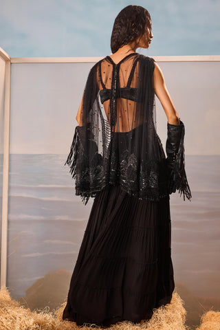 Black florentia sharara with jacket and blouse