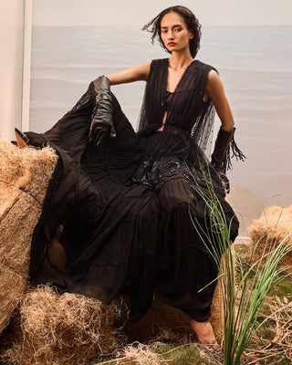 Black florentia sharara with jacket and blouse