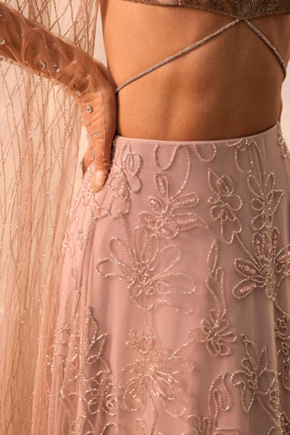 Burnt pink florentia lehenga with blouse and dupatta