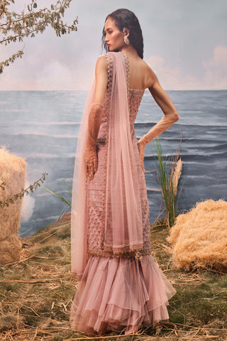 Burnt pink florentia anarkali with dupatta