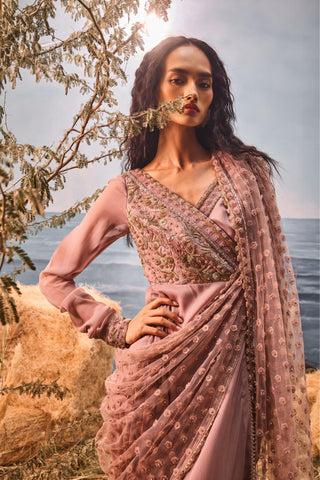 Burnt pink florentia anarkali with dupatta