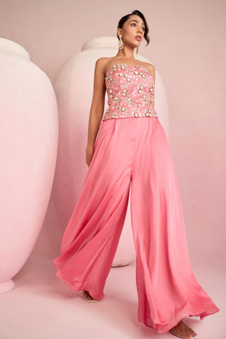 Sharara Set For Indian Wedding - Pink Solene Sharara Set by Prevasu