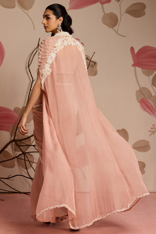 Pink heather under bloom concept predraped saree