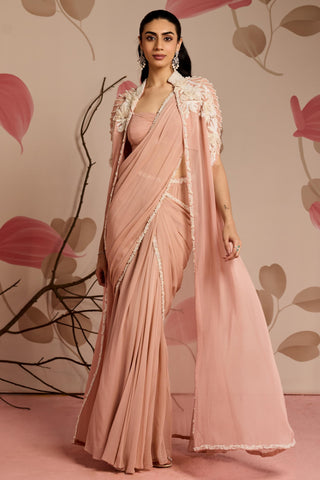 Pink heather under bloom concept predraped saree
