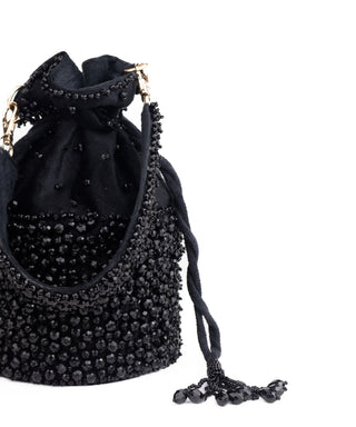 Bucket Bag Contemporary Wear Black Zaria Bag by House of Kosha