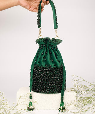 Bucket Bag Contemporary Wear Green Zaria Bag by House of Kosha