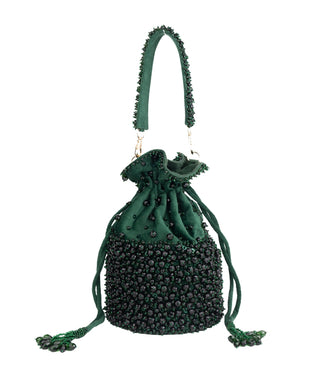 Bucket Bag Contemporary Wear Green Zaria Bag by House of Kosha