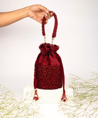 Bucket Bag Contemporary Wear Maroon Zaria Bag by House of Kosha