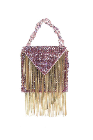 Mini bag for women for Indian Wedding – Natali purple mini bag with gold chain by House of Kosha