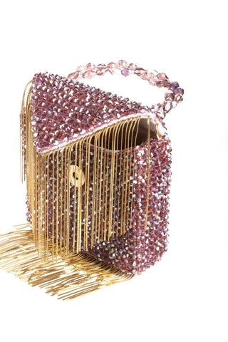 Mini bag for women for Indian Wedding – Natali purple mini bag with gold chain by House of Kosha