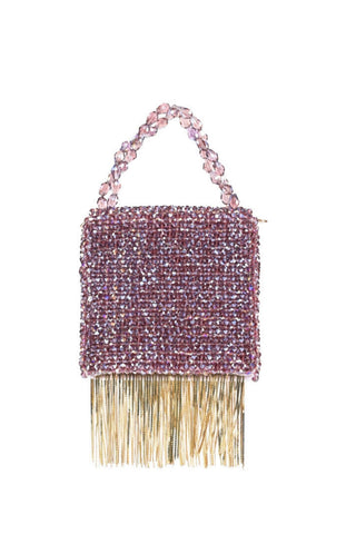 Mini bag for women for Indian Wedding â€“ Natali purple mini bag with gold chain by House of Kosha