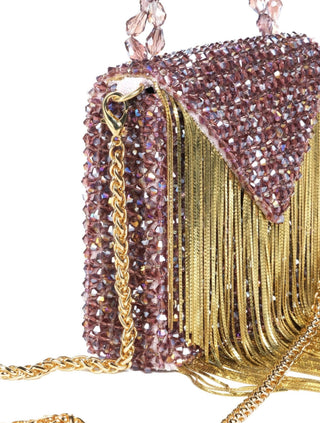 Mini bag for women for Indian Wedding â€“ Natali purple mini bag with gold chain by House of Kosha