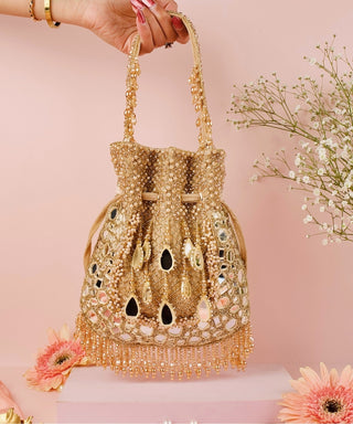 Potli Bag Indian Wedding Gold Tarah Potli by House of Kosha
