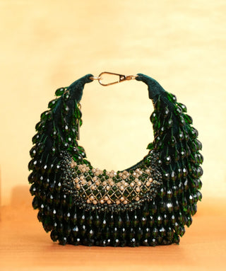 Hobo bag for women for Contemporary Wear - Green Alara embellished bag by House of Kosha