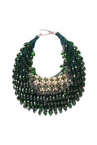 Hobo bag for women for Contemporary Wear - Green Alara embellished bag by House of Kosha