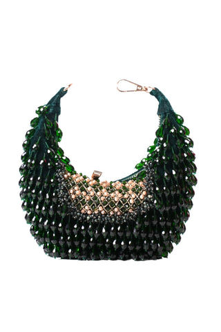 Hobo bag for women for Contemporary Wear - Green Alara embellished bag by House of Kosha