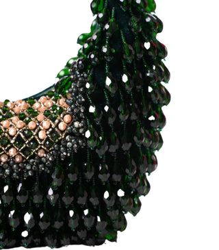 Hobo bag for women for Contemporary Wear - Green Alara embellished bag by House of Kosha