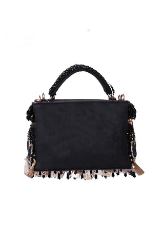 Vanity bag for women for Contemporary Wear - Black Mirage mirrorwork bag by House of Kosha