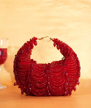Hobo bag for women for Indian Wedding - Red Liona embellished bag by House of Kosha