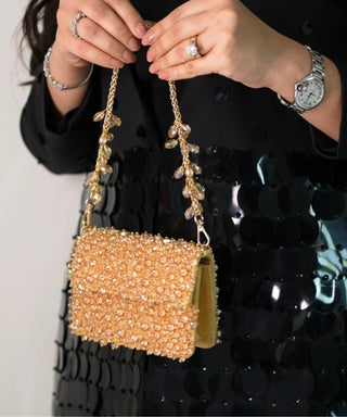 Mini Bag Contemporary Wear Gold Kiyara Bag by House of Kosha