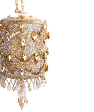 Mini Cylinder Bag Contemporary Wear Gold Rania Bag by House of Kosha