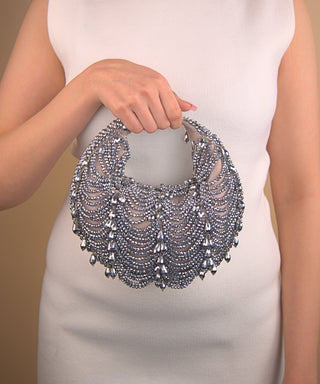 Hobo Bag Contemporary Wear Gray Liona Bag by House of Kosha