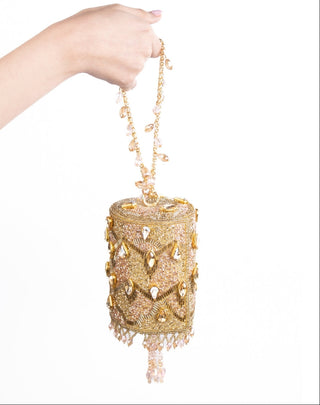 Mini Cylinder Bag Contemporary Wear Pink Rania Bag by House of Kosha