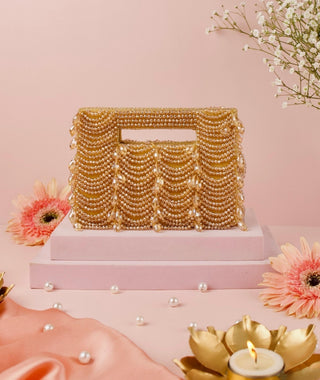 Clutch Bag Contemporary Wear Gold Amyra Clutch by House of Kosha