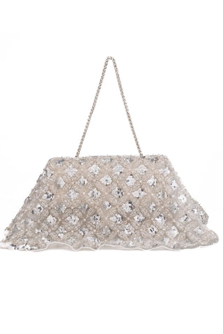 Clutch Bag Contemporary Wear Silver Grace Clutch by House of Kosha