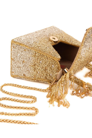 Box Bag Contemporary Wear Gold Mabel Bag by House of Kosha