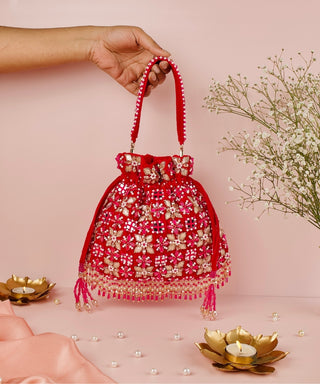 Potli Bag Indian Wedding Pink Rida Magenta Potli by House of Kosha