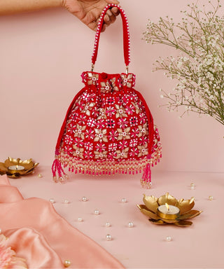 Potli Bag Indian Wedding Pink Rida Magenta Potli by House of Kosha