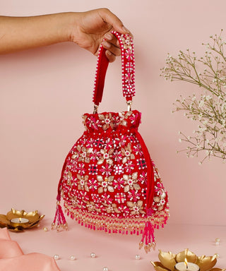Potli Bag Indian Wedding Pink Rida Magenta Potli by House of Kosha