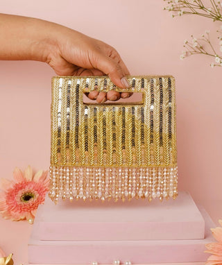 Clutch Bag Contemporary Wear Gold Ayla Clutch by House of Kosha