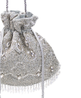 Potli Bag Indian Wedding Silver Sunheri Potli by House of Kosha