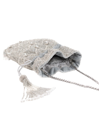 Potli Bag Indian Wedding Silver Sunheri Potli by House of Kosha