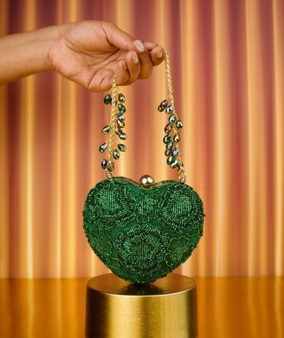 Heart Bag Contemporary Wear Green Cora Bag by House of Kosha