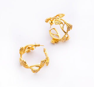 Earring Contemporary Wear - Gold Ginkgo Leaf Hoop by Putstyle