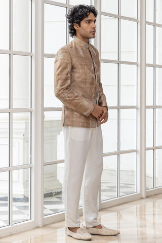 Bandhgala jacket set for Indian Wedding – Aurelian Bronze by House of Armuse