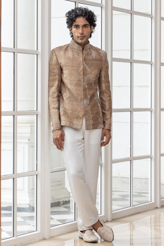 Bandhgala jacket set for Indian Wedding – Aurelian Bronze by House of Armuse
