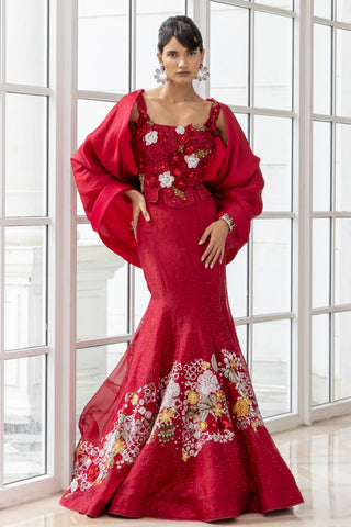 Red Bridal Lehenga for Indian Weddings – Valencia Set by House of Armuse