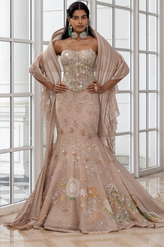 Beige Lehenga for Indian Weddings – Anastasia Set by House of Armuse
